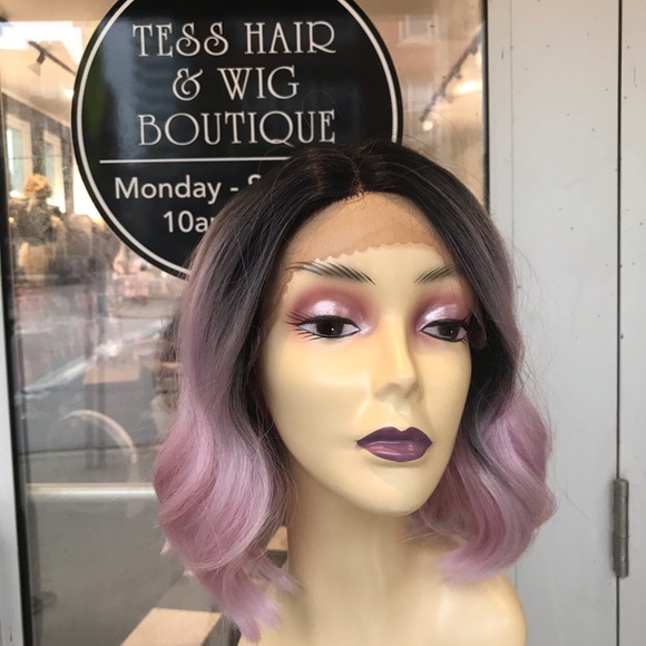 Wig Pink 1B/Pink Lacefront Short Wavy wig ombré - Picture 2 of 8